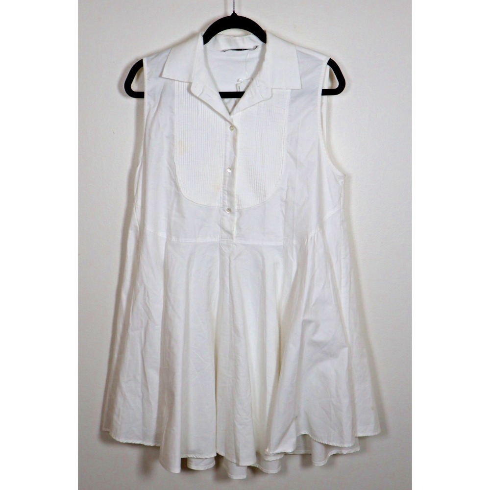 Christian Dior Tennis Dress Size 4 White Sleeveless Pintuck Bee Drop Waist Italy